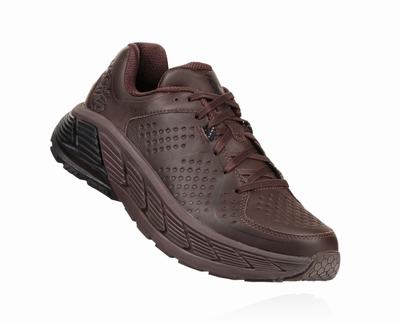 Hoka One One Gaviota Leather - Sapatilhas De Estrada Homem - Cafes/Pretas, YD35268